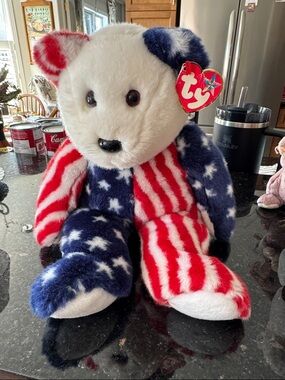 Ty Patriotic Star-Spangled Plush Bear in Red White Blue